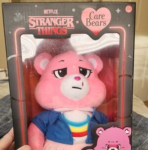 Care Bears Pink Plush with Blue Jacket and Rainbow Shirt